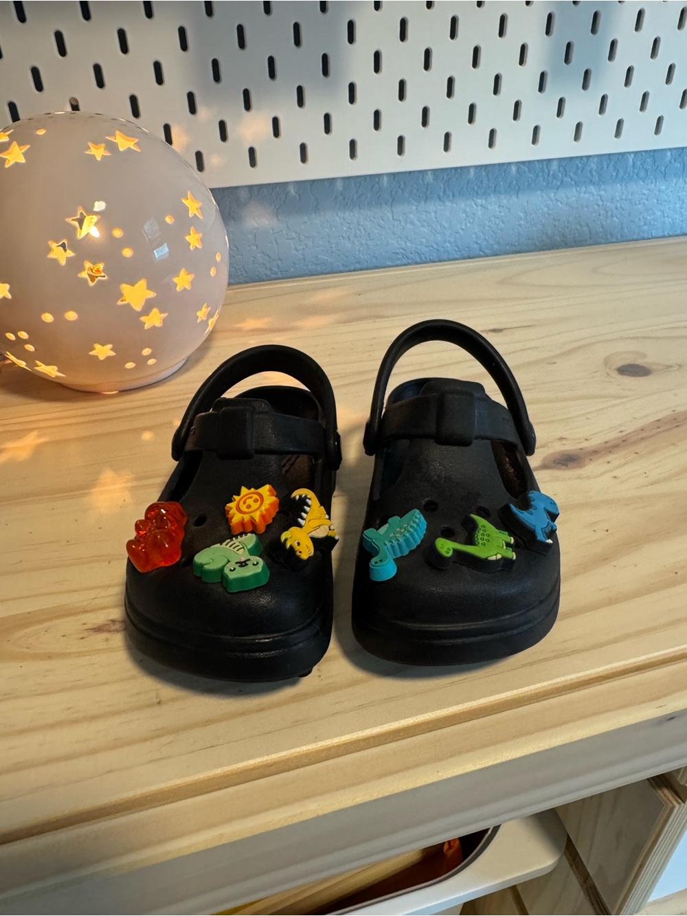 CROCS MaryJane Kids Black Clog Sandals with Multicolor Charms